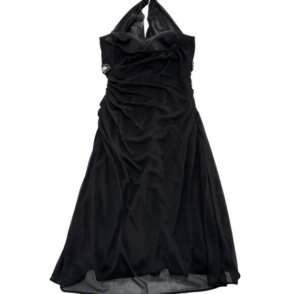 Cache Dress Womens 6 Black Sequins V Neck‎ Mini Ruched Vintage Y2K - Picture 2 of 6